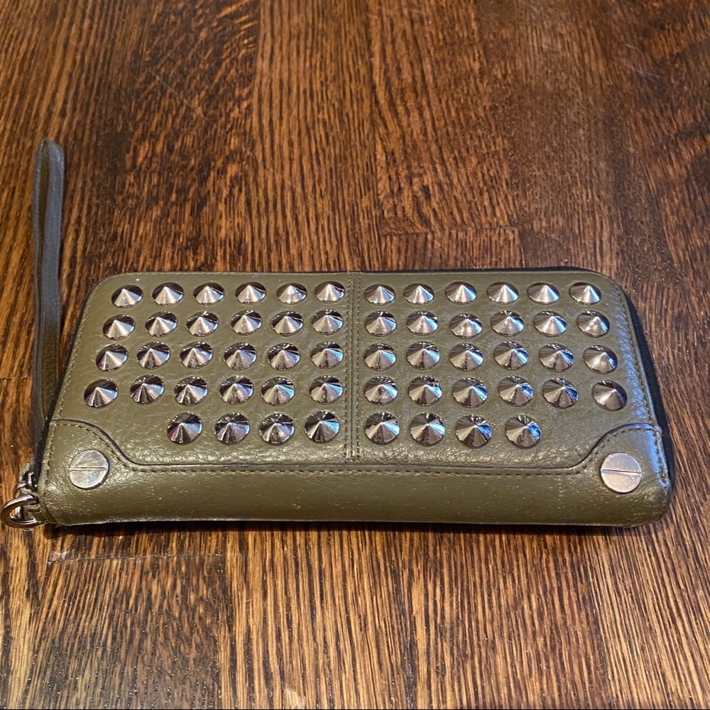 BE&D Garbo Leather Studded Zip Wallet